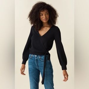 VETTA Black Wrap Sweater